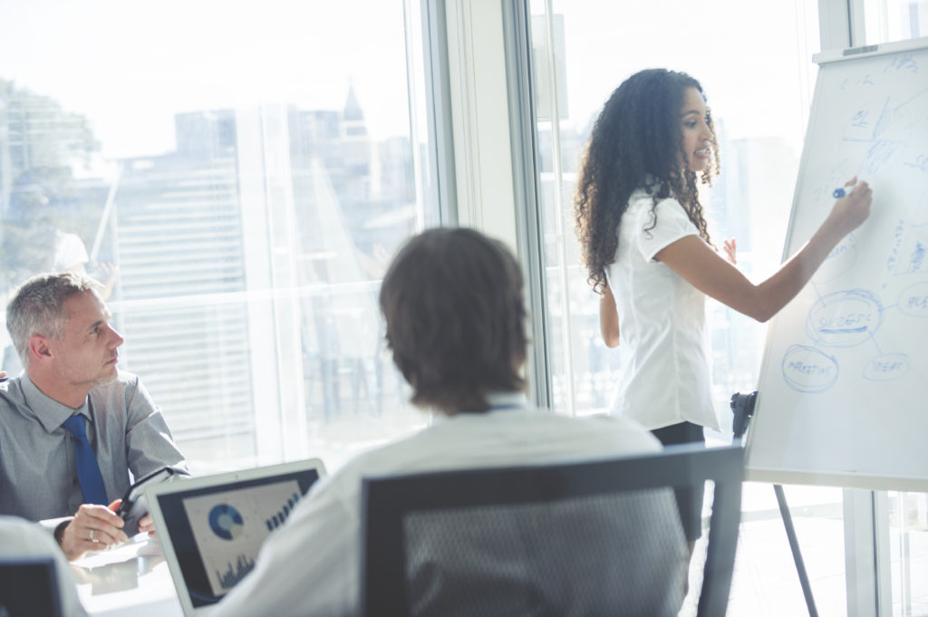 Woman leads leadership training and development session